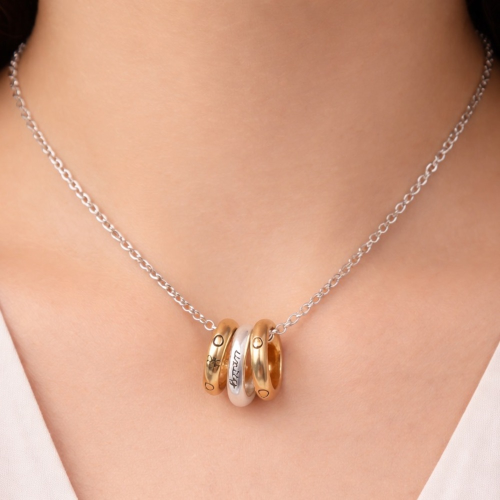 Bella Uno Bellissima Unity Necklace – Silver & Gold-Plated Interlocking Rings